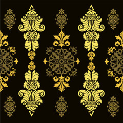 Classic Damask border pattern seamless baroque style Elegant Textile Design