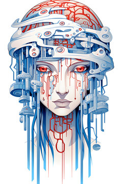 Yuki onna Yuki onna head lowbrow surrealist illustration lowbrow surrealist illustration