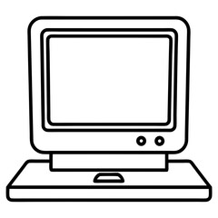 laptop line art Silhouette Vector illustration 