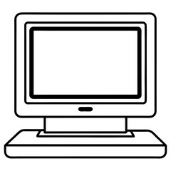 laptop line art Silhouette Vector illustration 