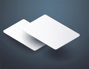 Two blank white cards lie on a dark grey surface, their simplistic design highlighting minimalism and potential for branding or personalization.