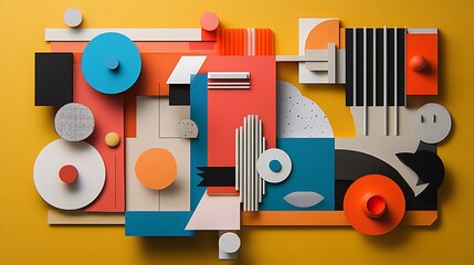 Abstract Geometric Composition with Vibrant Colors and Shapes