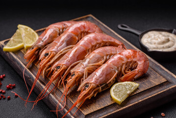 Tiger shrimp or langoustine boiled with spices and salt