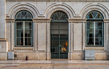 Detail of the main entrance of the Town Hall, Lisbon, Portugal