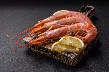 Tiger shrimp or langoustine boiled with spices and salt