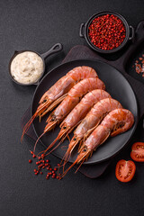 Tiger shrimp or langoustine boiled with spices and salt