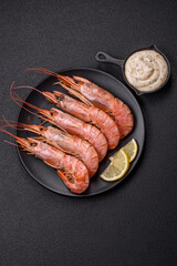 Tiger shrimp or langoustine boiled with spices and salt