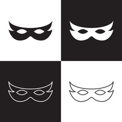 black and white carnival mask isolated on white and black background. EPS 10