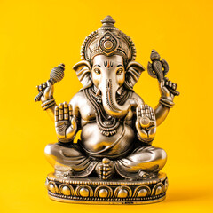 Obraz premium Lord ganesha sclupture on yellow background