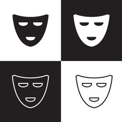 black and white carnival mask isolated on white and black background. EPS 10