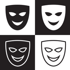 black and white carnival mask isolated on white and black background. EPS 10