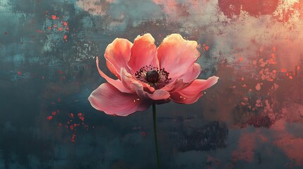 Obraz premium A Single Pink Poppy on a Grungy Background