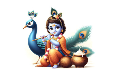 festival of happy shree krishna janmashtami abstract design background