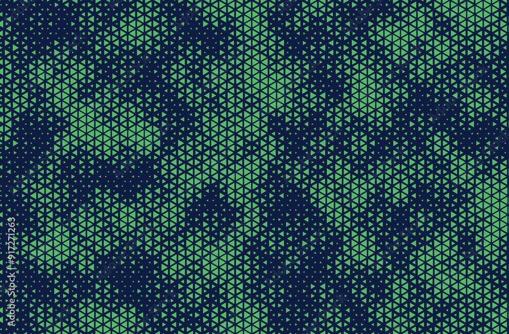 Poster Triangular Halftone Texture Retrowave Vector Geometric Technology Abstract Background. Half Tone Triangles Retro Colored Pattern. Minimal 80s Style Dynamic Tech Structure Wallpaper