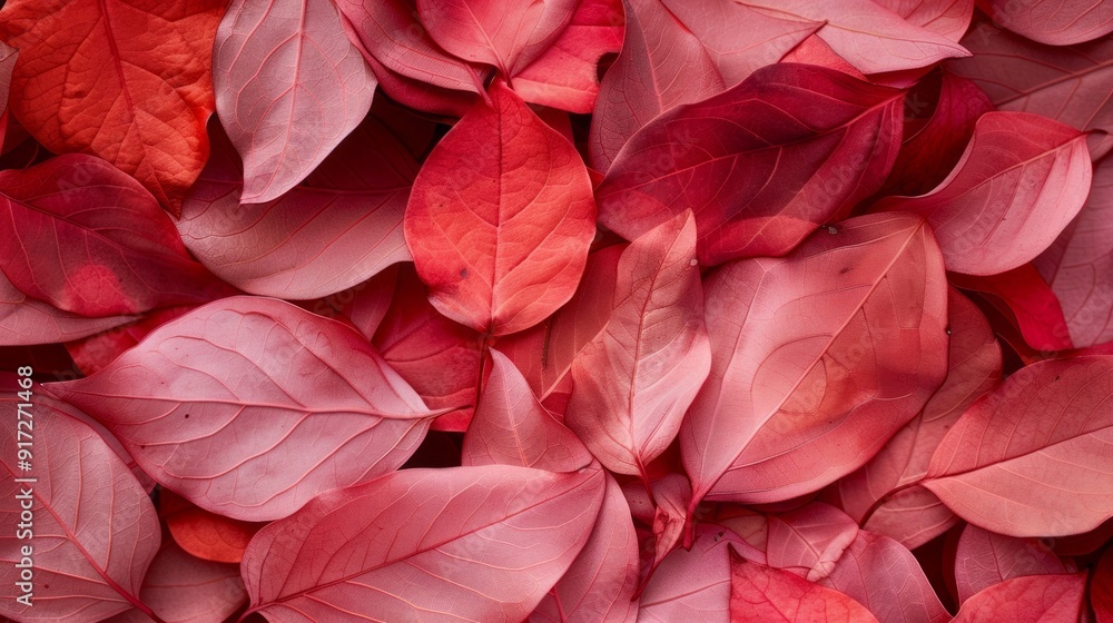 Poster a close up of red leaves with a lot of them overlapping