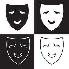 black and white carnival mask isolated on white and black background. EPS 10