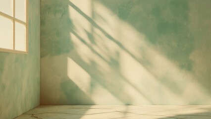 An empty room with window shadows. Vintage retro style