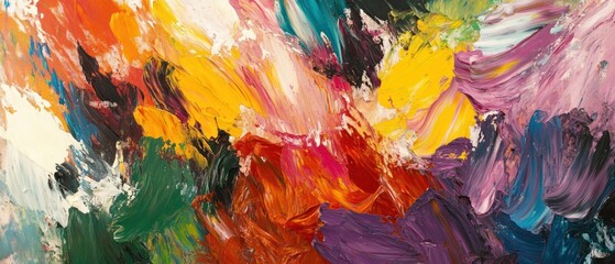 Abstract Oil Painting with Vivid Colors and Textured Strokes