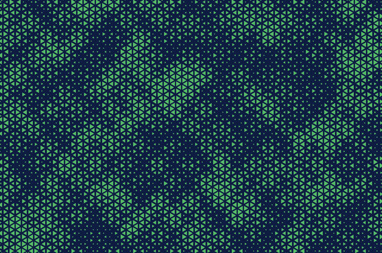Abstract background with red triangle dots. Triangle halftone geometric background. Halftone triangular retro 80s pattern. Minimal style retro dynamic wallpaper.