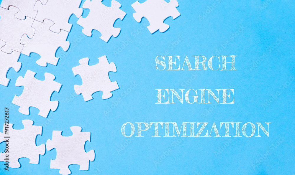 Poster a puzzle with the words search engine optimization written on it