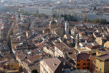 Obraz premium Panoramic view cityscape of Nice Old Town from the Castle Hill of Nice.
