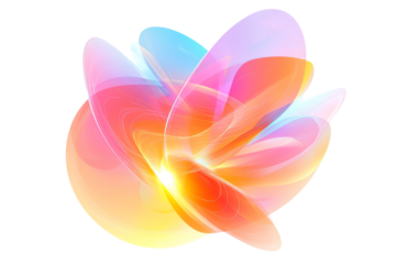 Abstract sun glare, in bright colors and shapes, on white background.