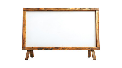 Wooden frame with a blank white surface, isolated on transparent background.