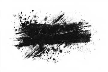 Black abstract texture with grainy, vintage dust and scratches tone, on clean white background.