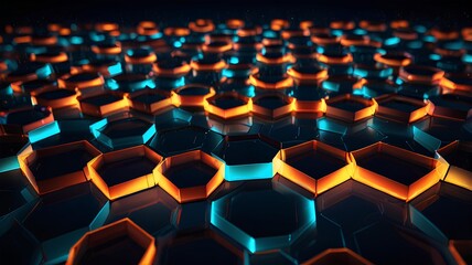 Obraz premium background hexagon with glowing lights