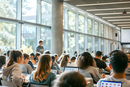 Students engaged in their first university lecture of the year.