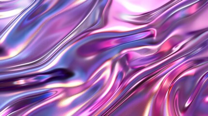 Obraz premium Abstract liquid chrome metal texture. Silver gradient texture. Liquid metal hologram. Chrome wave. Shiny rainbow. Purple rainbow. Neon. Reflective. Pink mercury.