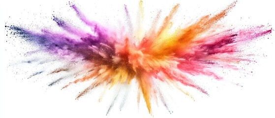 Multicolored Powder Explosion on White Background