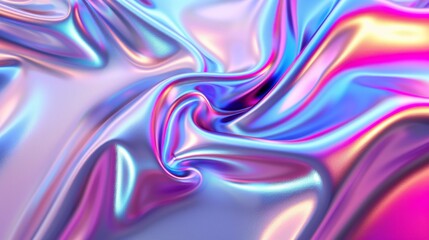 Fototapeta premium Abstract liquid chrome metal texture. Silver gradient texture. Liquid metal hologram. Chrome wave. Shiny rainbow. Purple rainbow. Neon. Reflective. Pink mercury.