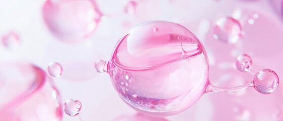 Fototapeta premium Pink Liquid Droplets Suspended in Air