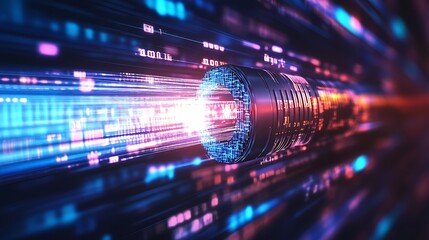 Fototapeta premium Fiber Optic Cable Transmitting Data Through a Network