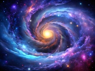 Galactic Vortex: Swirling Stars, Cosmic Dust, and Vibrant Nebula Art in Deep Space