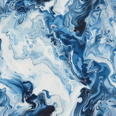 Obraz premium Abstract blue and white marbling paint background.