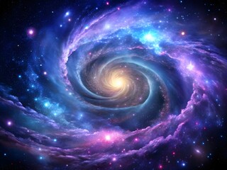 Galactic Vortex: Vibrant Stars, Cosmic Dust, and Nebulas in Deep Space Background