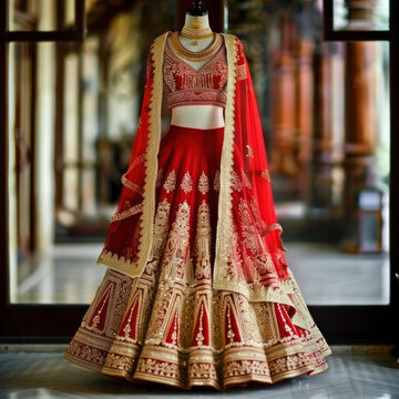Indian bride red color dress or lehenga choli