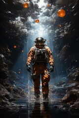 Fototapeta premium Futuristic Astronaut Explorations in Deep Space and Alien Worlds.