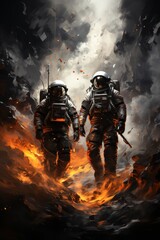 Futuristic Astronaut Explorations in Deep Space and Alien Worlds.