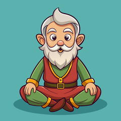 Funny illustration of old man cartoon character. Old master, sitting oldster