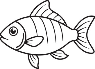 fish logo icon outline illustration. 