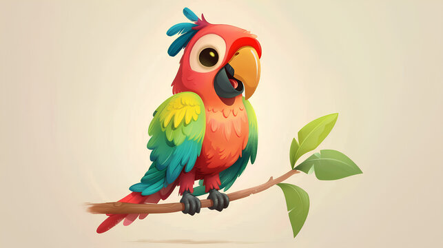 colorful parrot perched on branch clip art preview