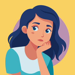 A young woman. Cute woman thinking about something.