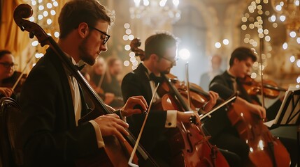 Fototapeta premium musicians playing classical instruments at a special and very formal event