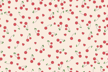 cherry fruit seamless pattern in vector