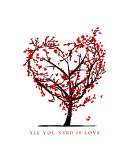Black and Red Cute Love Tree
