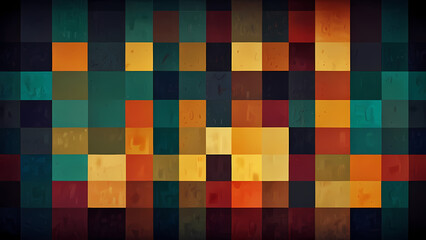 abstract illustration background with a theme of squares, using a mix of vibrant and muted colors