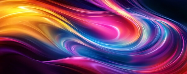 Abstract colorful waves, digital art. Vibrant and